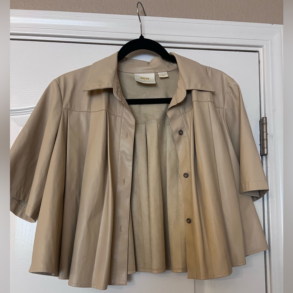 Maeve by Anthropologie Tan Crop Jacket, vegan leather